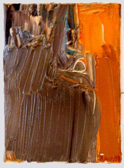 o.T. 1998. �l auf Leinwand. 18 x 13 cm.