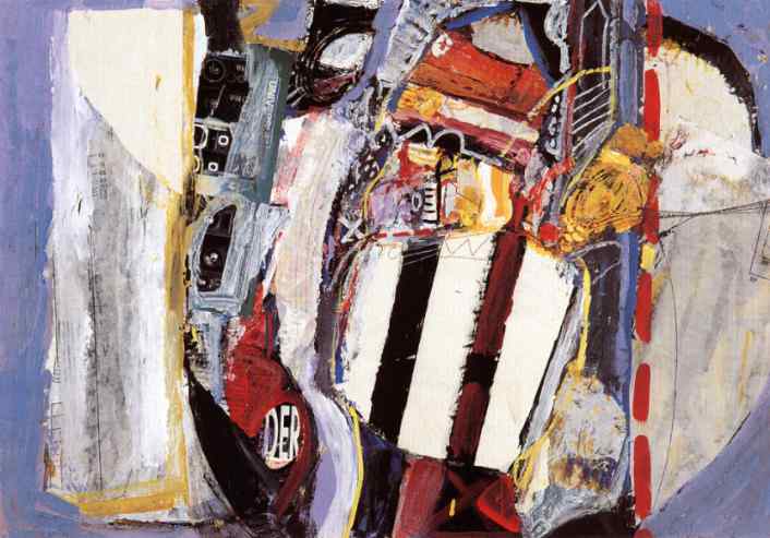 o.T. 1992. Collage, Kreide, Acryl auf Papier. 44 x 61 cm.