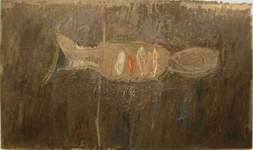 Eiertr�ger. 2002. �l/ Hartfaser. 155 x 262 cm.