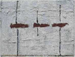 Kleiner Randhalter. 2003. �l/ Leinwand. 18 x 24 cm.
