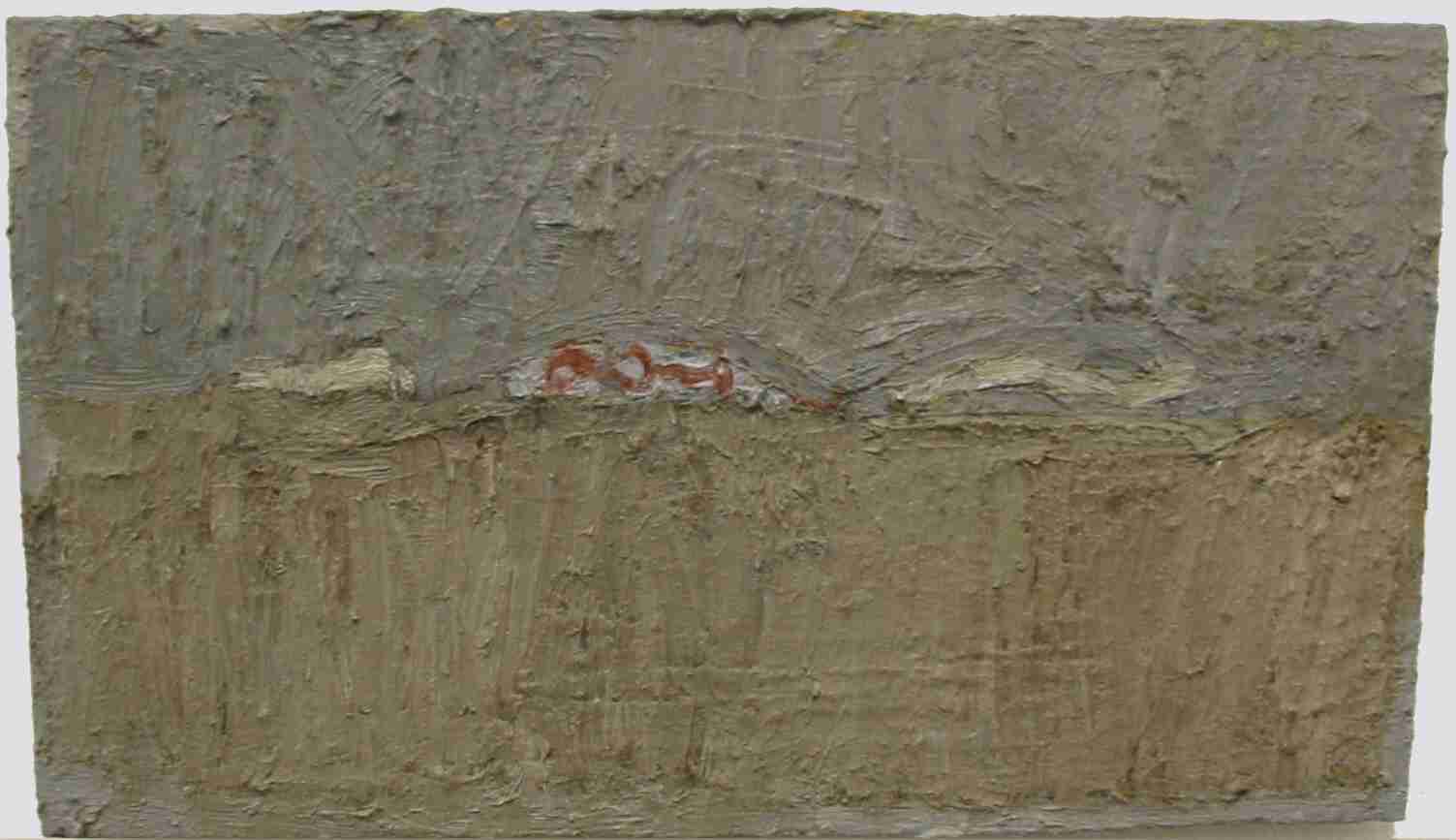 Kleiner Horizontl�ufer. 2002. �l/ Hartfaser. 29 x 50 cm.